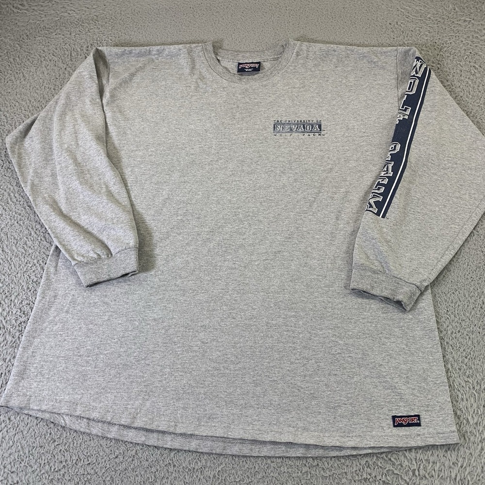 Nevada Wolf Pack Shirt Mens 2XL Gray Long Sleeve‎ Jansport 100% Cotton XXL NCAA